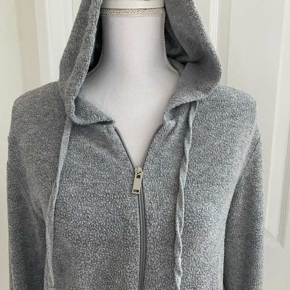 Topshop Zip Hoodie Sz 8 Grey Terry Cloth Casual Spring Preowned - Picture 2 of 9